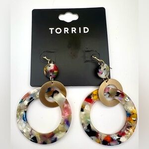 Torrid Brand New Fall Colors Circle Dangle Earrings 3” with Goldtone Accents
